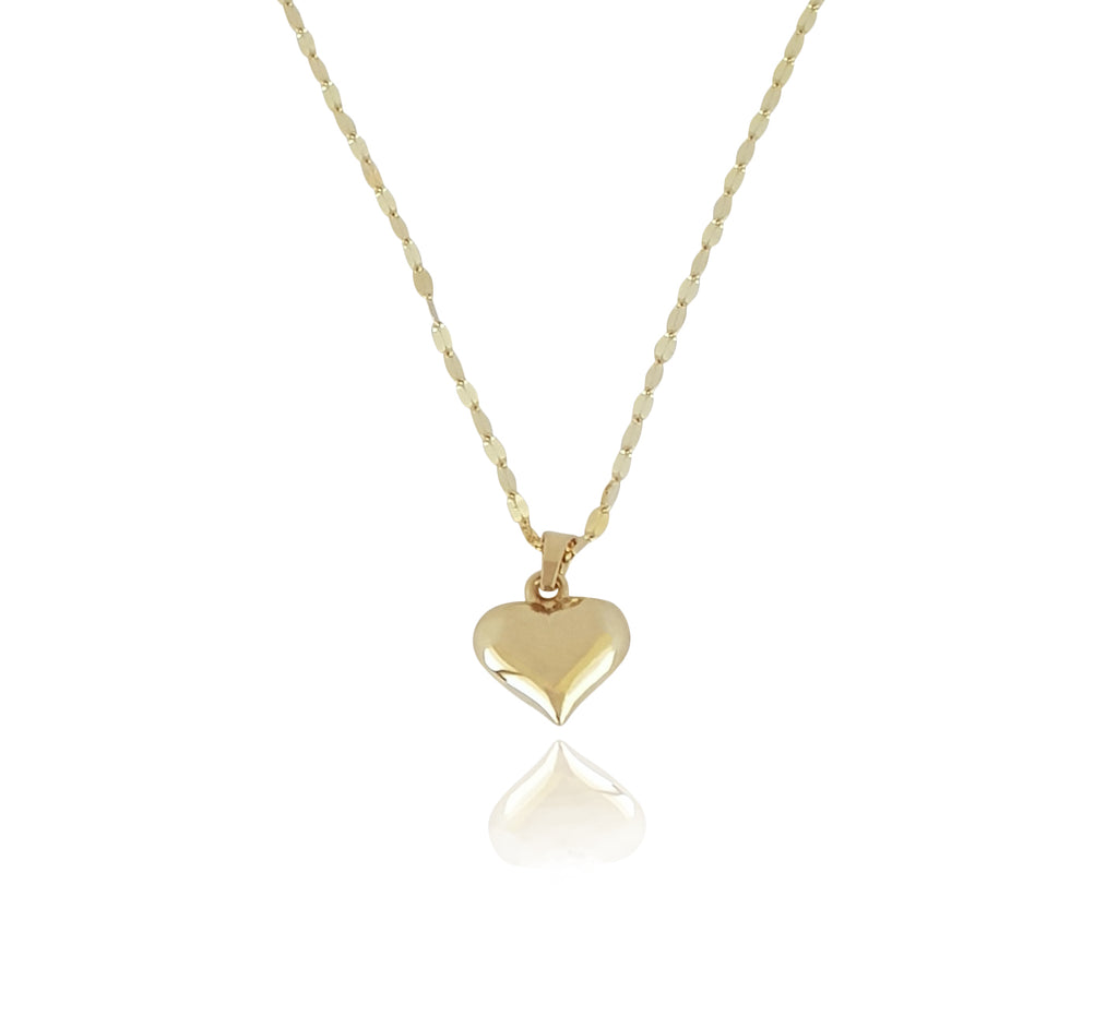 Cadena Gargantilla Dama Corazón 2 Vistas Oro 14k Sólido