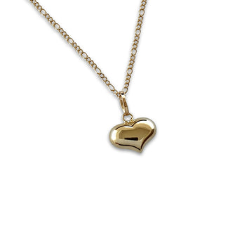 Cadena Gargantilla Corazón Mediano Oro Sólido 14k