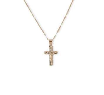 Preciosa Cadena Dije Cristo Para Bebe Bautizo Oro Sólido 10k