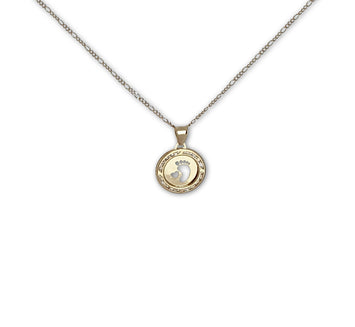 Cadena Dije Pies Bebe Zirconias 1.5 cm Oro 10k Sólido