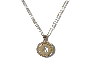 Cadena Dije Pies Bebe Zirconias 1.5 cm Oro 10k Sólido