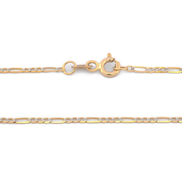Cadena Figaro Diamantada Oro Italiano Sólido 14k 60 cm