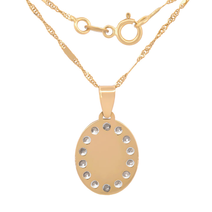 Cadena Medalla Virgen 1.3 Cm  Oro Solido 14k