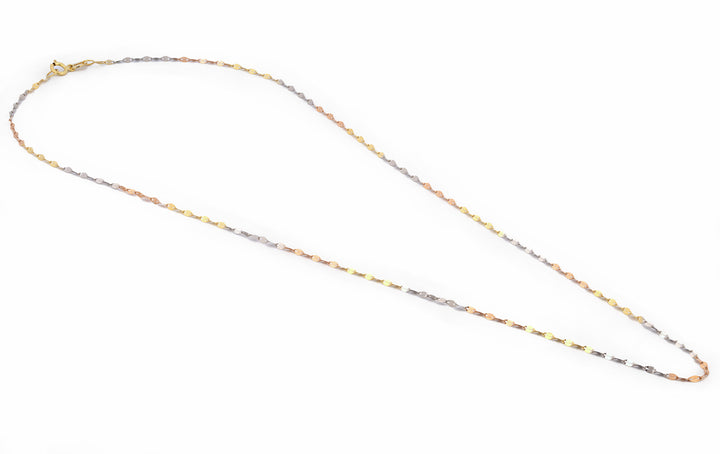 Cadena Plaquita 45 Cm 3 Oros 14k Sólido