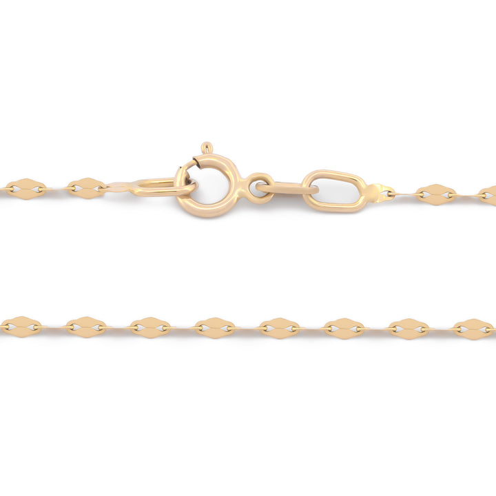 Cadena Plaquitas 1.5 mm Oro Sólido 14K 40 cm
