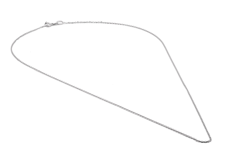 Cadena Rolo Oro Blanco Italiano Sólido 14k 45 Cm