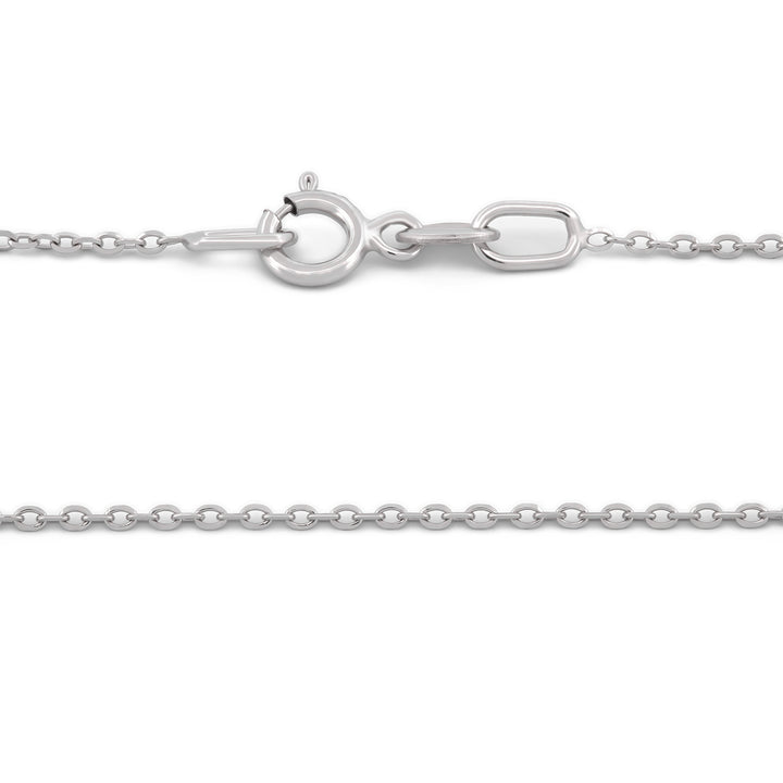 Cadena Rolo Oro Blanco Italiano Sólido 14k 45 Cm