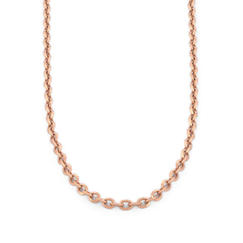 Cadena Rolo Oro Rosa Italiano Sólido 10k 45 Cm