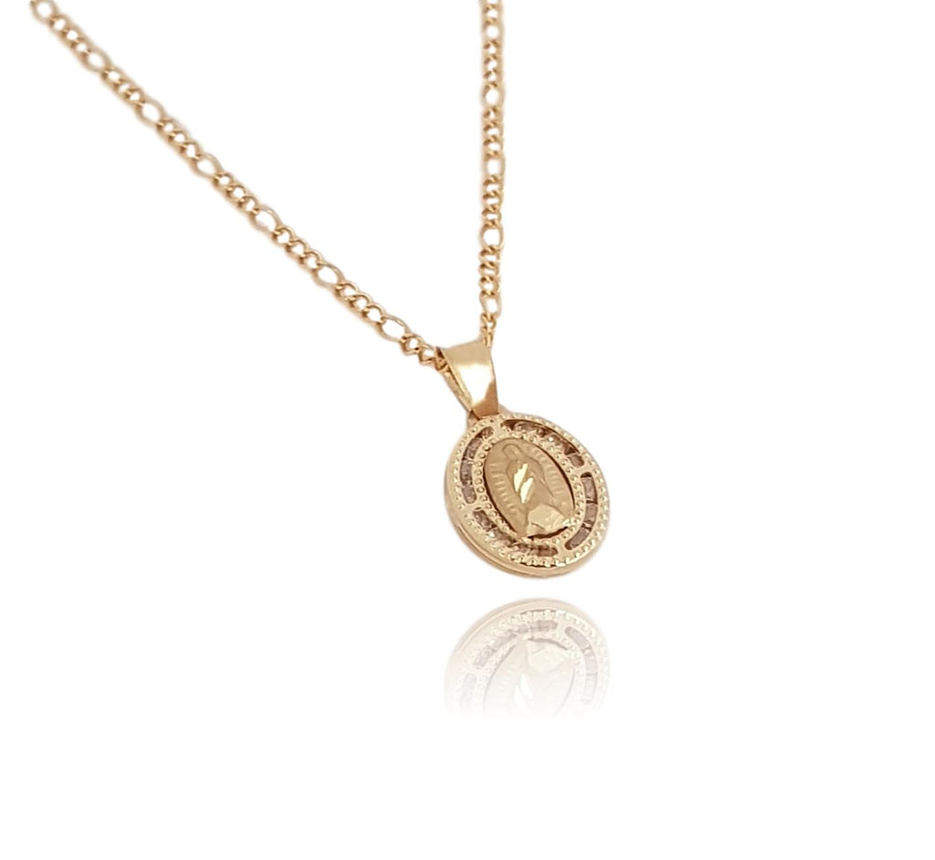 Cadena Con Medalla Dije Virgen de Guadalupe Bautizo Oro 10k Sólido ...