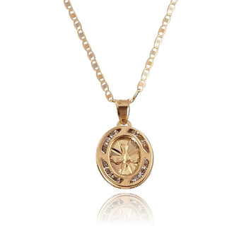 Cadena Con Dije Espíritu Santo En Oro Sólido 10k