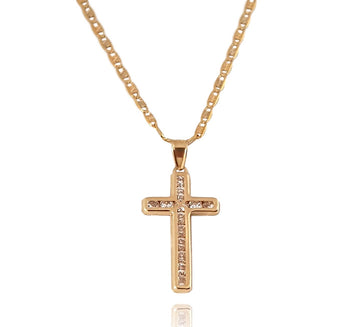 Cadena Medalla Gargantilla Cruz Para Dama En Oro Sólido 10k