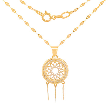 Cadena Dije Atrapador De Sueños Con Piedra Oro Sólido 10k