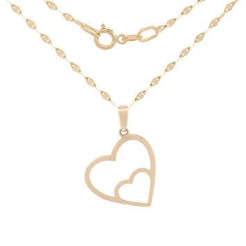 Cadena y Dije Corazones Facetados Oro Sólido 10k