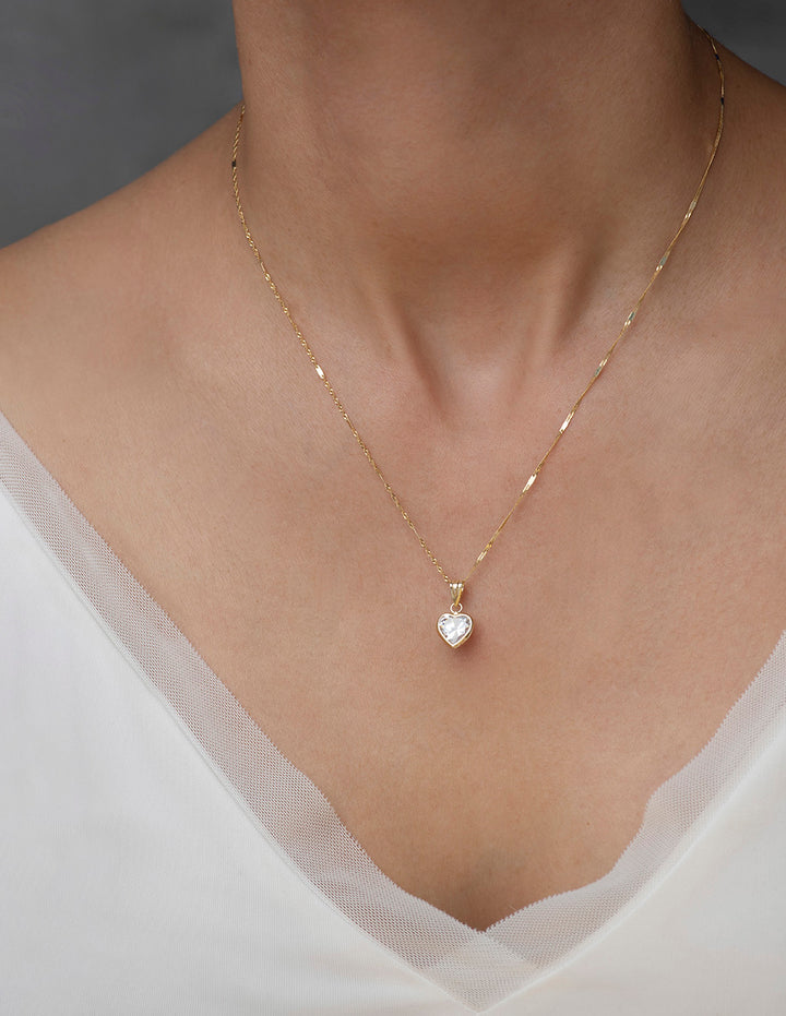 Hermosa Cadena Gargantilla Dama Corazón Piedra 8 Mm Oro Sólido 10k