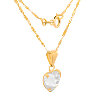 Hermosa Cadena Gargantilla Dama Corazón Piedra 8 Mm Oro Sólido 10k
