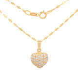 Cadena Gargantilla Corazón 1 cm Zirconias Oro Solido 10k
