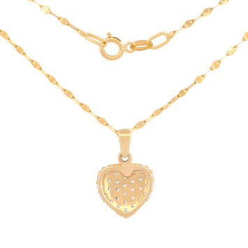 Cadena Gargantilla Corazón 1 cm Zirconias Oro Solido 10k