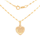 Cadena Gargantilla Corazón 1 cm Zirconias Oro Solido 10k