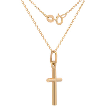 Cadena Gargantilla Cruz Lisa Oro Sólido 18k