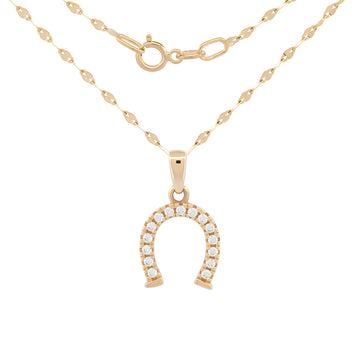 Cadena Gargantilla Herradura Zirconias Oro Solido 10k