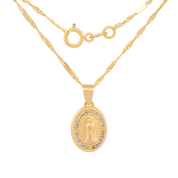Cadena Con Medalla Virgen Bautizo Oro 10k Sólido