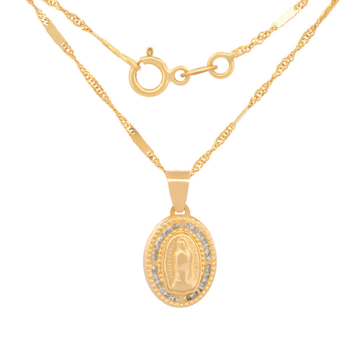 Cadena Con Medalla Virgen Bautizo Oro 10k Sólido