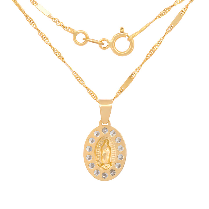 Cadena Con Medalla Virgen Bautizo Oro 10k Sólido