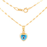 Cadena Y Dije Ojo Corazón Mini Oro Sólido 14k