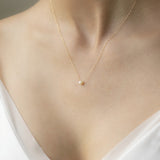 Bonita Gargantilla Dama Perla 4 Mm Oro Sólido 10k