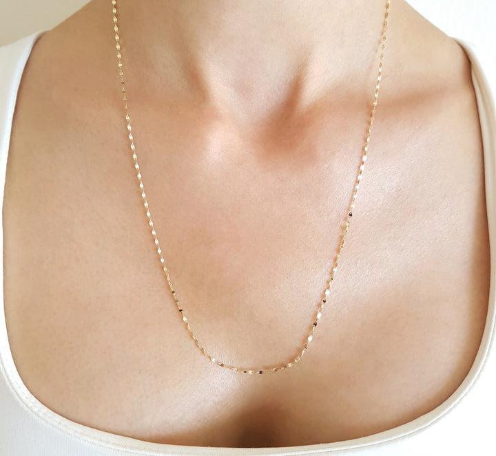 Cadena Plaquita En Oro Sólido 14K 55 cm