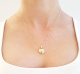 Cadena Con Dije De Corazón Relicario Oro Sólido 14k