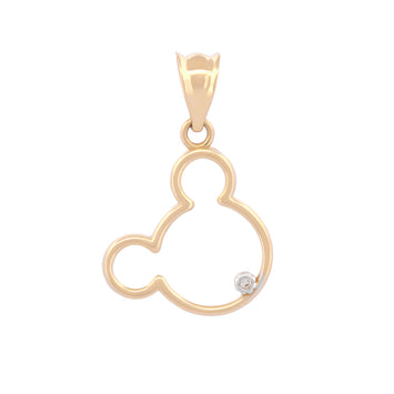 Dije Mickey Contorno Con piedra Oro Sólido 14k