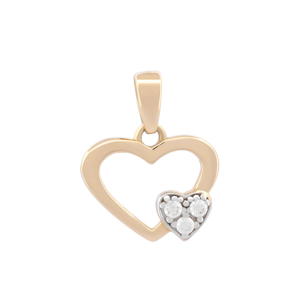 Dije Corazones Contorno Zirconias 1.2 Cm Oro Sólido 10k