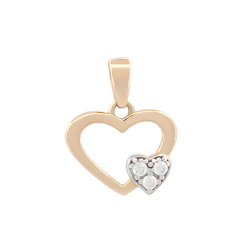 Dije Corazones Contorno Zirconias 1.2 Cm Oro Sólido 10k