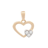 Dije Corazones Contorno Zirconias 1.2 Cm Oro Sólido 10k