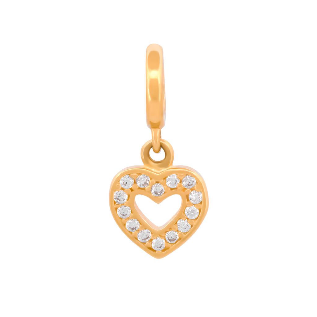 Dije Corazón Mini Zirconias Para Pandora Oro Sólido 14k