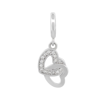 Dije Corazones Mini Zirconias Para Pandora Oro Blanco Sólido 14k