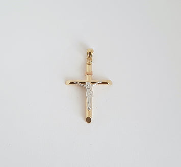 Dije Cristo Liso Tubo Oro Sólido 14k  2.7 Cm