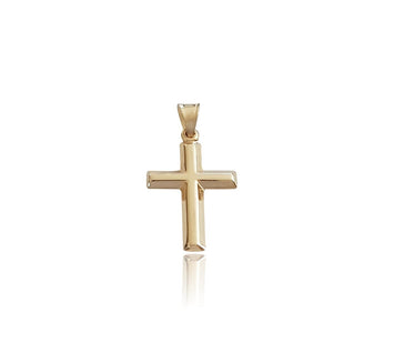 Dije Cruz Lisa Tubo Oro Sólido 14k