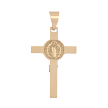 Dije Cruz San Benito 2.2 Cm Oro Sólido Italiano 14k
