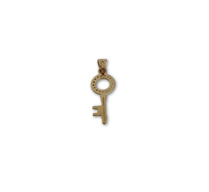 Dije Llave Zirconias Oro Sólido 10k