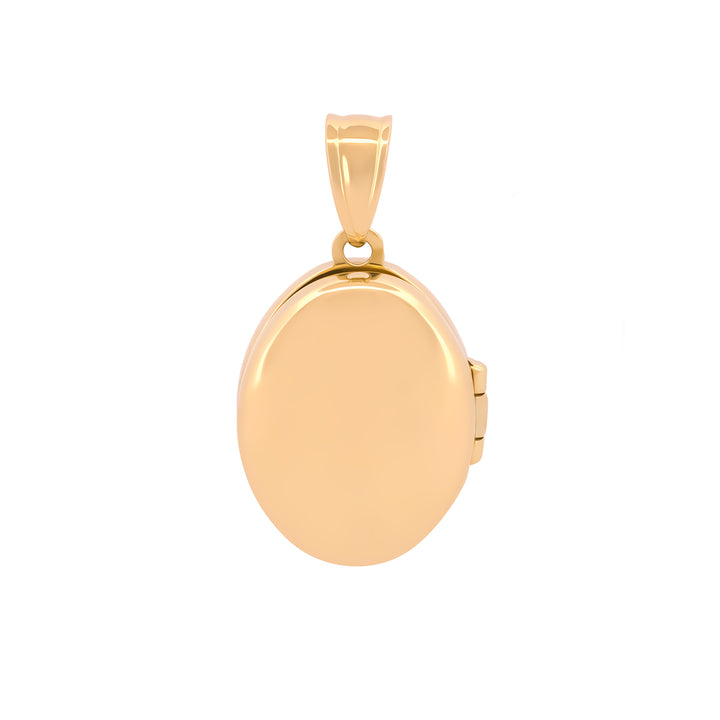Dije Oval Relicario Liso 1.7 cm Oro Sólido 10k