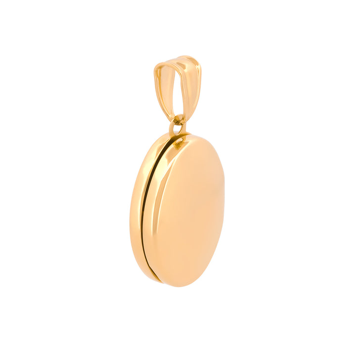 Dije Oval Relicario Liso 1.7 cm Oro Sólido 10k