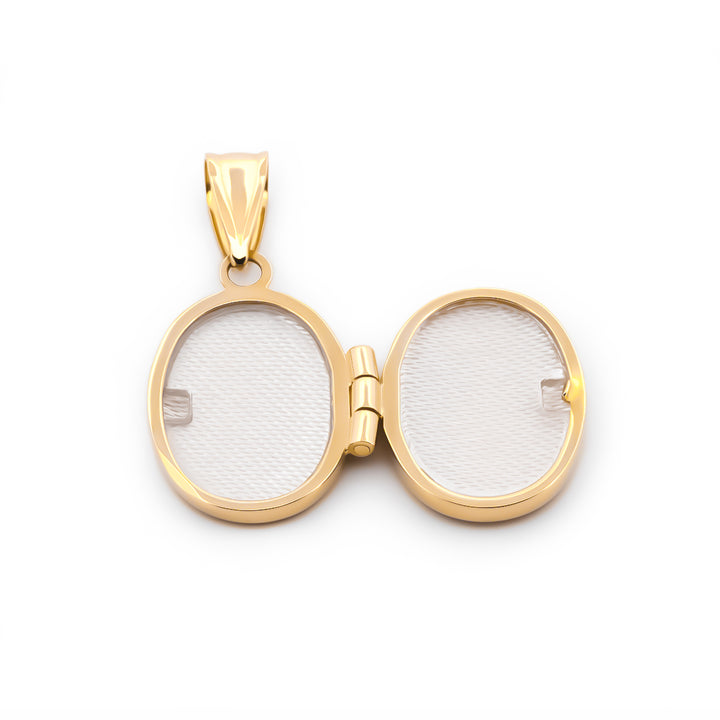 Dije Oval Relicario Liso 1.7 cm Oro Sólido 10k