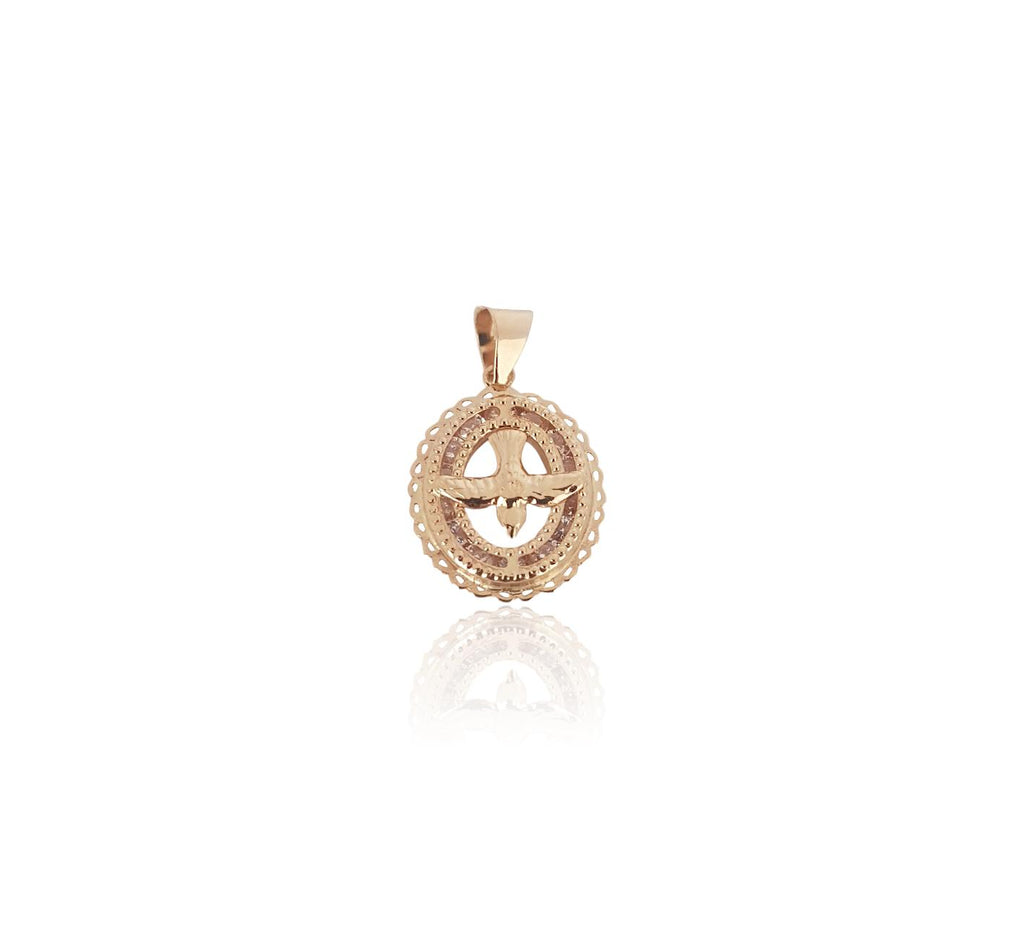 Medalla Espiritu Santo 1.3 Cm Bautizo Bebe Oro Sólido 14k