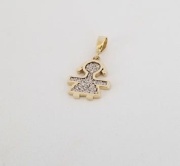 DIJE DE NIÑA CON ZIRCONIAS ORO SÓLIDO 14K