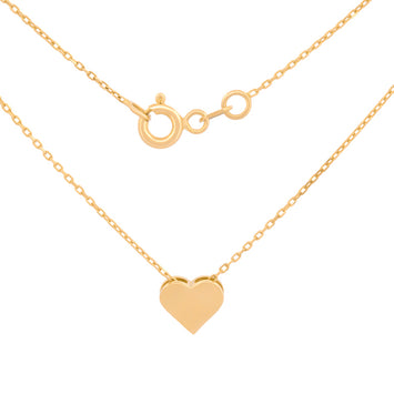 Gargantilla Dama Corazón Liso Oro Amarillo Sólido 14k