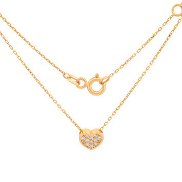 Gargantilla Dama Corazón Piedras Oro Amarillo Sólido 14k