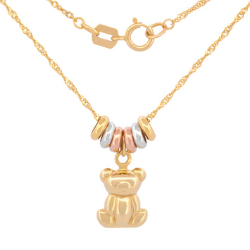 Cadena Gargantilla Dama Osito Con 3 Oros 14k Sólido