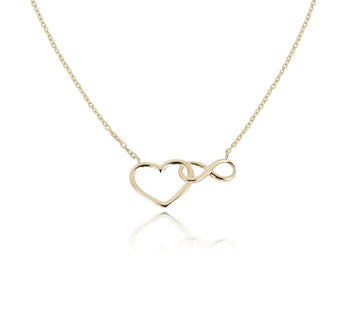 Cadena Gargantilla Dama Corazón Infinito Oro Sólido 14k